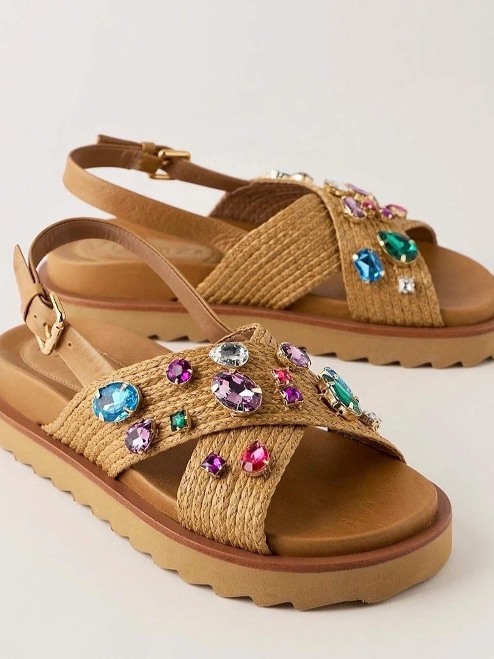 Vicenza Rock Candy Embellished Sandals Embellished Platform Sandals in Brown